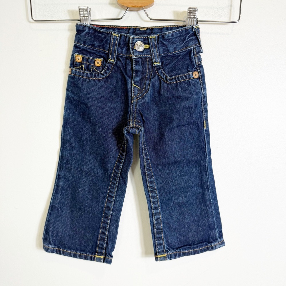 True Religion Jeans Boys 6-12 Months Dark Blue Baby Billy Flap Pocket Stitch